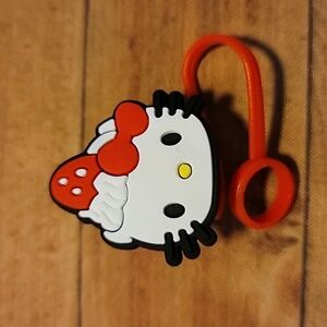 Cat Strawberry Face Silicone 10mm/0.4 in Straw Topper Cap Accessory